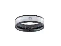 Bevilles Jewellery Stainless Steel Ring with Brushed Centre and Black Sides - S offer