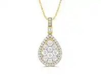 Bevilles Jewellery Halo Pear Necklace with 1/5ct of Diamonds in 9ct Yellow Gold offer