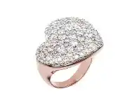 Bevilles Jewellery Bronzallure Cubic Zirconia Pave and Golden Rosé Heart Ring - IT 18 / FR 58 / Cubic Zirconia offer