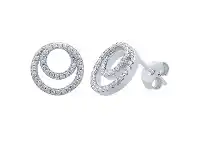 Bevilles Jewellery Double Circle Sterling Silver Cubic Zirconia Earrings offer