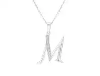 Bevilles Jewellery Sterling Silver Diamond Set Initial Necklace - Most Initials Available - M offer