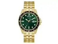 Bevilles Jewellery GUESS COMET GREEN FACE GOLD CASE BAND offer