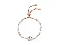Bevilles Jewellery Crystal Disc Bolo Bracelet in Rose Stainless Steel offer