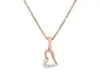 Bevilles Jewellery Rose Stainless Steel Open Heart Necklace with Pave Crystal offer