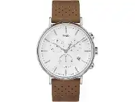 Bevilles Jewellery Timex Fairfield Chronograph 41mm White Dial Silver Tone Case With Tan Leather Strap offer