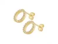 Bevilles Jewellery 9ct Yellow Gold Silver Infused Circle Stud Earrings with Cubic Zircona offer