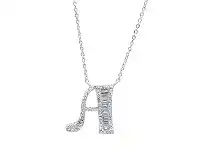 Bevilles Jewellery Sterling Silver Cubic Zirconia Initial Necklace - Most Initials Available - A offer