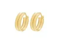Bevilles Jewellery Double Round Hoop Earrings 10mm in 9ct Yellow Gold Silver Infusion offer