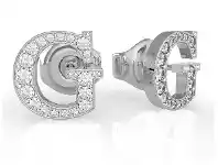 Bevilles Jewellery Guess G Multi Chain Rhodium Plated G Round Pave Stud Earrings offer