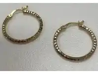 Bevilles Jewellery Diamond Cut Hoop Earrings 20mm in 9ct Yellow Gold Silver Infusion offer