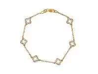 Bevilles Jewellery 9ct Yellow Gold Silver Infused 4 Leaf Clover Charm Bracelet with Cubic Zirconia offer