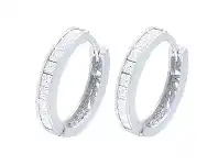 Bevilles Jewellery Sterling Silver Hoop Earrings with Cubic Zirconia offer