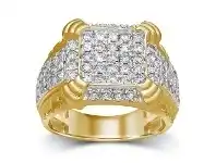 Bevilles Jewellery Men's Ring with 2.00ct of Diamonds in 9ct Yellow Gold - V offer