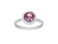 Bevilles Jewellery October Birthstone Sterling Silver Light Rose Crystal Halo Ring - O offer