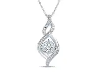Bevilles Jewellery Mirage Diamond Set Surround Necklace in Sterling Silver offer