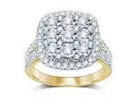 Bevilles Jewellery Halo Sqaure Look Ring with 1.25ct of Diamonds in 18ct Yellow Gold - L offer