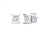 Bevilles Jewellery Tia Princess Cut Miracle Halo Stud Earrings with 0.10ct of Diamonds in 9ct White Gold offer