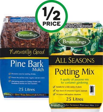 Woolworths Brunnings Pine Bark or Potting Mix 25 Litre offer