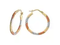 Bevilles Jewellery 9ct Three Tone Hoop Earrings 20mm offer