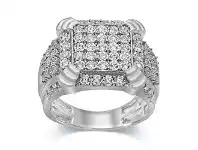 Bevilles Jewellery Men's Square Look Ring with 3/4ct of Diamonds in Sterling Silver - V offer
