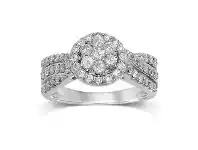Bevilles Jewellery Brilliant Cluster Ring with 1.00ct of Diamonds in 9ct White Gold - N offer