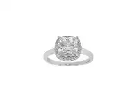 Bevilles Jewellery Sterling Silver Cubic Zirconia Cushion Halo Ring - P offer