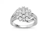Bevilles Jewellery Brilliant Baguette Look Diamond Cluster Ring in Sterling Silver - Q offer