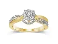 Bevilles Jewellery Miracle Halo Swirl Ring with 0.30ct of Diamonds in 9ct Yellow Gold - Q offer