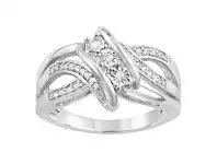 Bevilles Jewellery Fancy Shoulder Dress Ring with 0.15ct of Diamonds in Sterling Silver - L offer