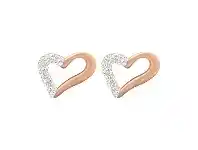 Bevilles Jewellery Rose Stainless Steel Open Heart Stud Earrings with Pave Crystal offer