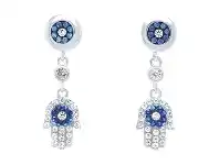 Bevilles Jewellery Sterling Silver Hamsa Drop Earrings with Cubic Zirconia offer