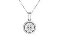 Bevilles Jewellery Martina Halo Necklace with 0.10ct of Diamonds in Sterling Silver offer