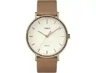 Bevilles Jewellery Timex Fairfield 41mm Cream Dial Rose Gold Tone Case With Tan Leather Strap offer