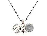 Bevilles Jewellery Bronzallure Lira Bee Hive Necklace - 76.2cm / Black Spinel offer