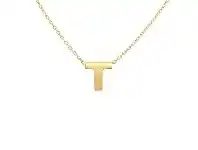 Bevilles Jewellery 9ct Yellow Gold Silver Infused Initial Pendant Necklace - T offer