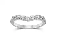 Bevilles Jewellery Leaf Shape Ring with 0.15ct of Diamonds in Sterling Silver - L offer