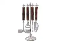 LivingStyles Garza 4 Piece Bamboo Handled Stainless Steel Bar Tool Set with Stand offer