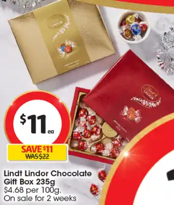 Coles Lindt Lindor Chocolate Gift Box 235g offer