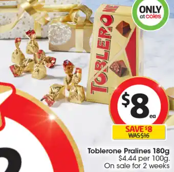 Coles Toblerone Pralines 180g offer