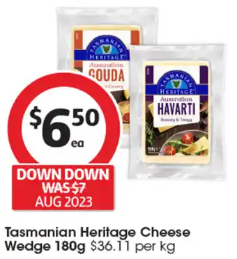 Coles Tasmanian Heritage Cheese Wedge 180g offer