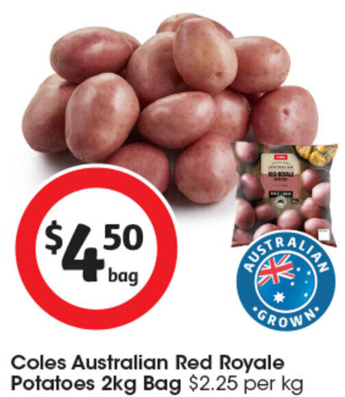 Coles Australian Red Royale Potatoes 2kg Bag offer at Coles