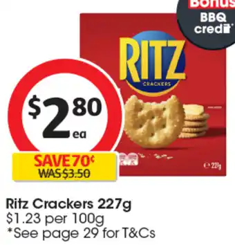 Coles Ritz Crackers 227g offer