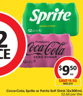 Coles Coca-Cola, Sprite or Fanta Soft Drink 12x300mL offer