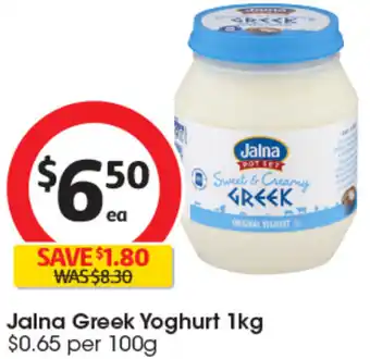 Coles Jalna Greek Yoghurt 1kg offer