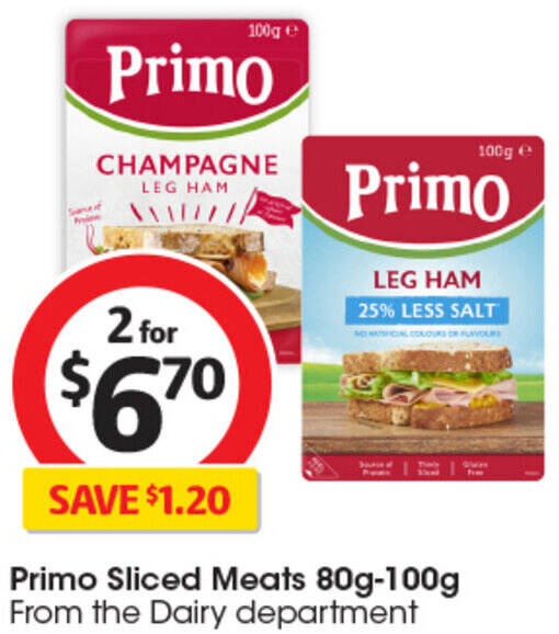 Primo Sliced Meats 80g100g offer at Coles