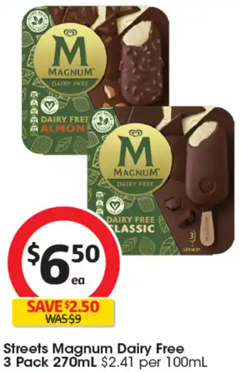 Coles Streets Magnum Dairy Free 3 Pack 270mL offer
