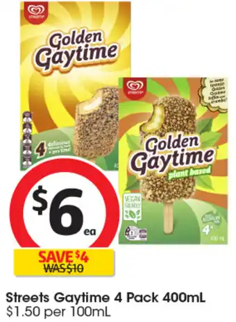Coles Streets Gaytime 4 Pack 400mL offer