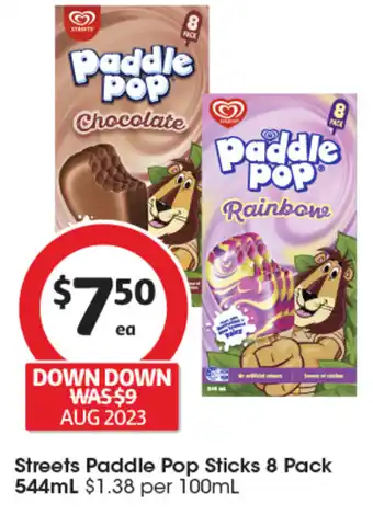 Coles Streets Paddle Pop Sticks 8 Pack 544mL offer