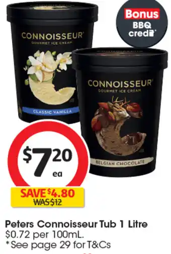 Coles Peters Connoisseur Tub 1 Litre offer