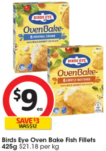 Coles Birds Eye Oven Bake Fish Fillets 425g offer